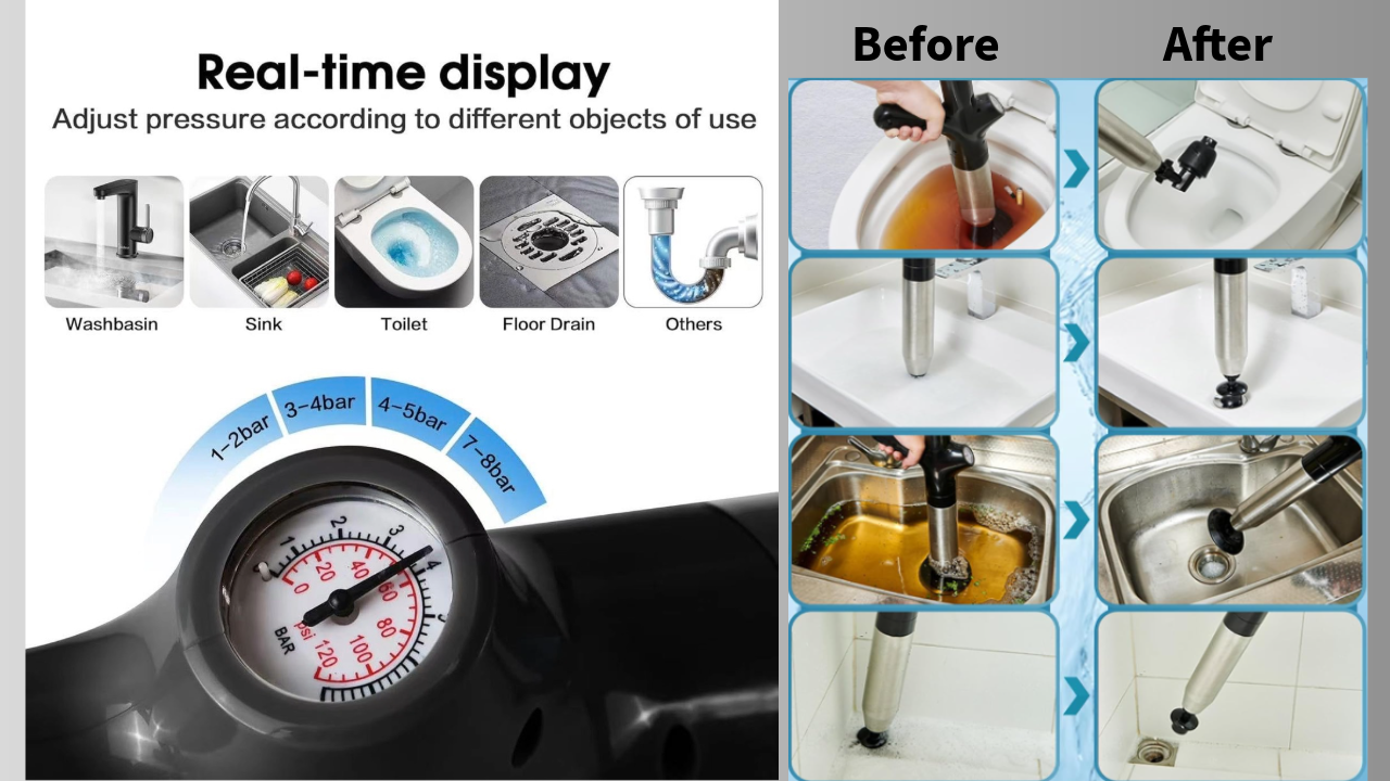 Tim n Timy High Pressure Plumbing Tool To Unblock Dishwasher And Shower Drain And Pipe